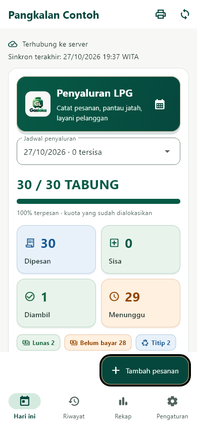 Tampilan Gasloka di layar HP